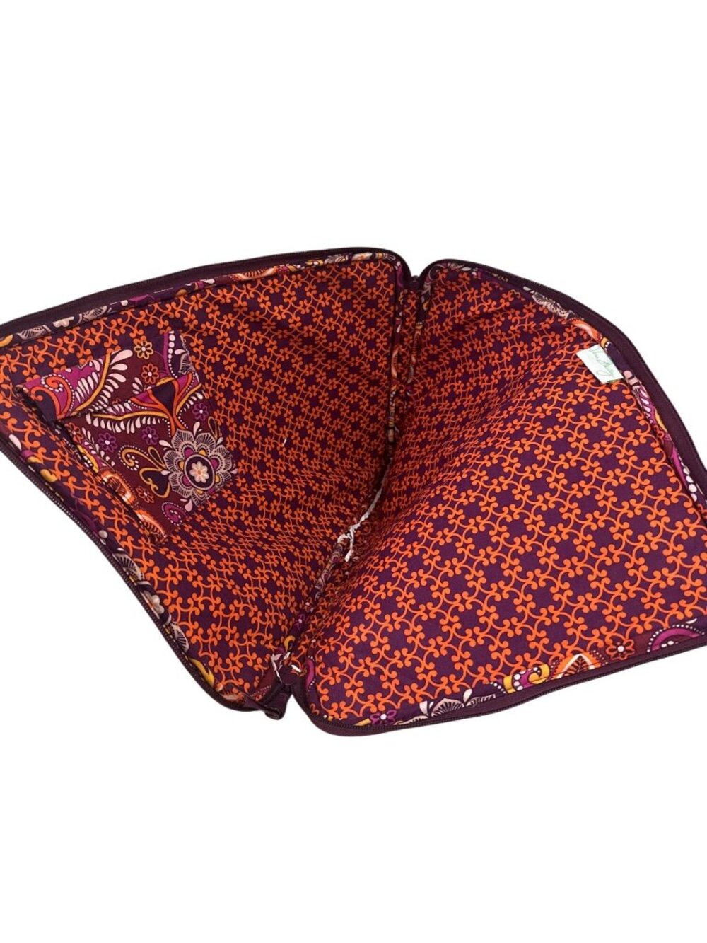 Vera Bradley Quilted Floral Laptop Sleeve 17" Safari Sunset Purple/Orange - Picture 7 of 10